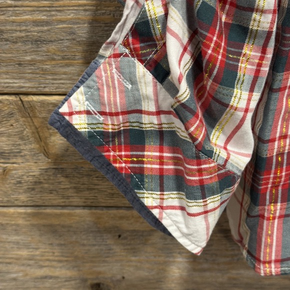 Tommy Hilfiger Women's Button-Down Shirt Red Tinsel Tartan Roll-Tab Size XXL - Picture 6 of 9